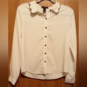 Forever 21 White Button Down Shirt Long Sleeve Size Small